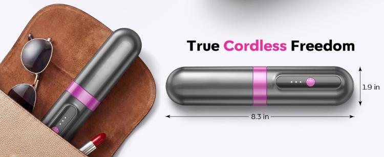 Flat Iron Cordless Hot Brush 2-in-1 Straightening & Curling 200Million Negative Ions 360° Heating Safe Mode Ceramic Coating Portable Travel-Friendly  Plancha de Cabello