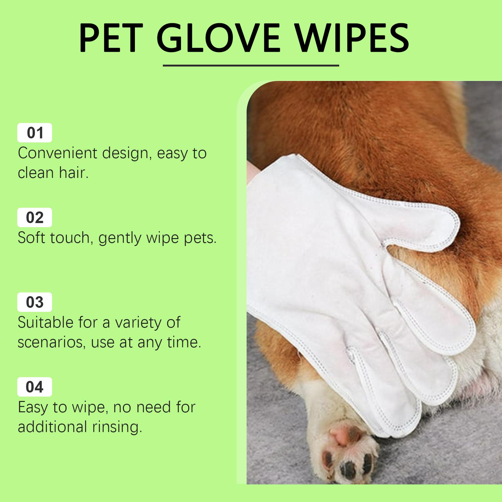 Pet Cleaning Disposable Gloves - Non-Soap Cleaning Gloves for Removing Dirt and Odors from Cats and Dogs' Bodies