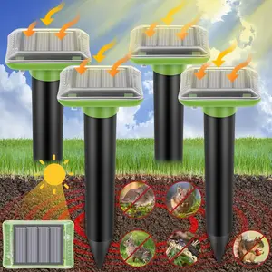 Mole Repellent Solar Powered,2026 Upgraded Gopher Repellent Ultrasonic Solar Powered,Vole Repeller Outdoor for Lawns Garden Yard,Gopher Trap Killer for Mole,Snake (4 Pack)
