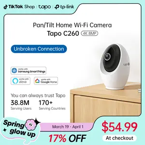 TP-Link & Tapo C260 RoomCam 360° 4K Ultra HD Pan Tilt Dual Band WiFi Indoor Security Camera with AI Face Recognition Two Way Audio and Enhanced Privacy Mode