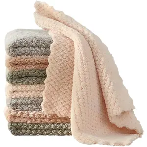 K&janet6am Dish Towels for Kitchen, 8 Pack Premium Coral Velvet Dish Cloths for Washing Dishes, Super Absorbent Coral Fleece Cleaning Cloths, Nonstick Oil Washable Fast Drying Rags