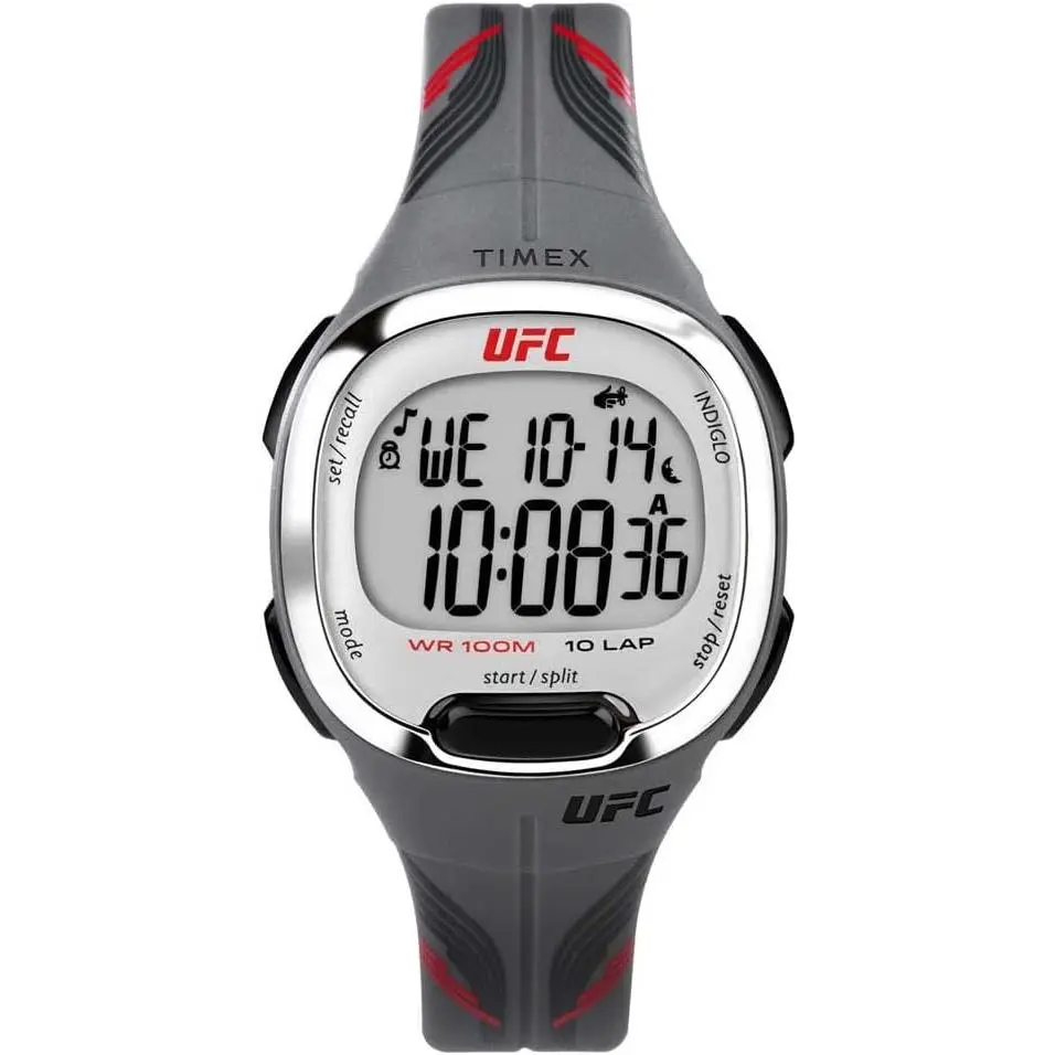 TIMEX UFC Takedown 33mm Digital Watch, Unisex Gray Resin Plastic Sport Watch for Gym with Stopwatch, Impact-Resistant Wrist Watches