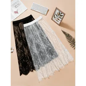 summervibes Set of Two Women'S Spring And Summer Mesh Skirts, Layered Lace Underskirts, White Lining Skirts