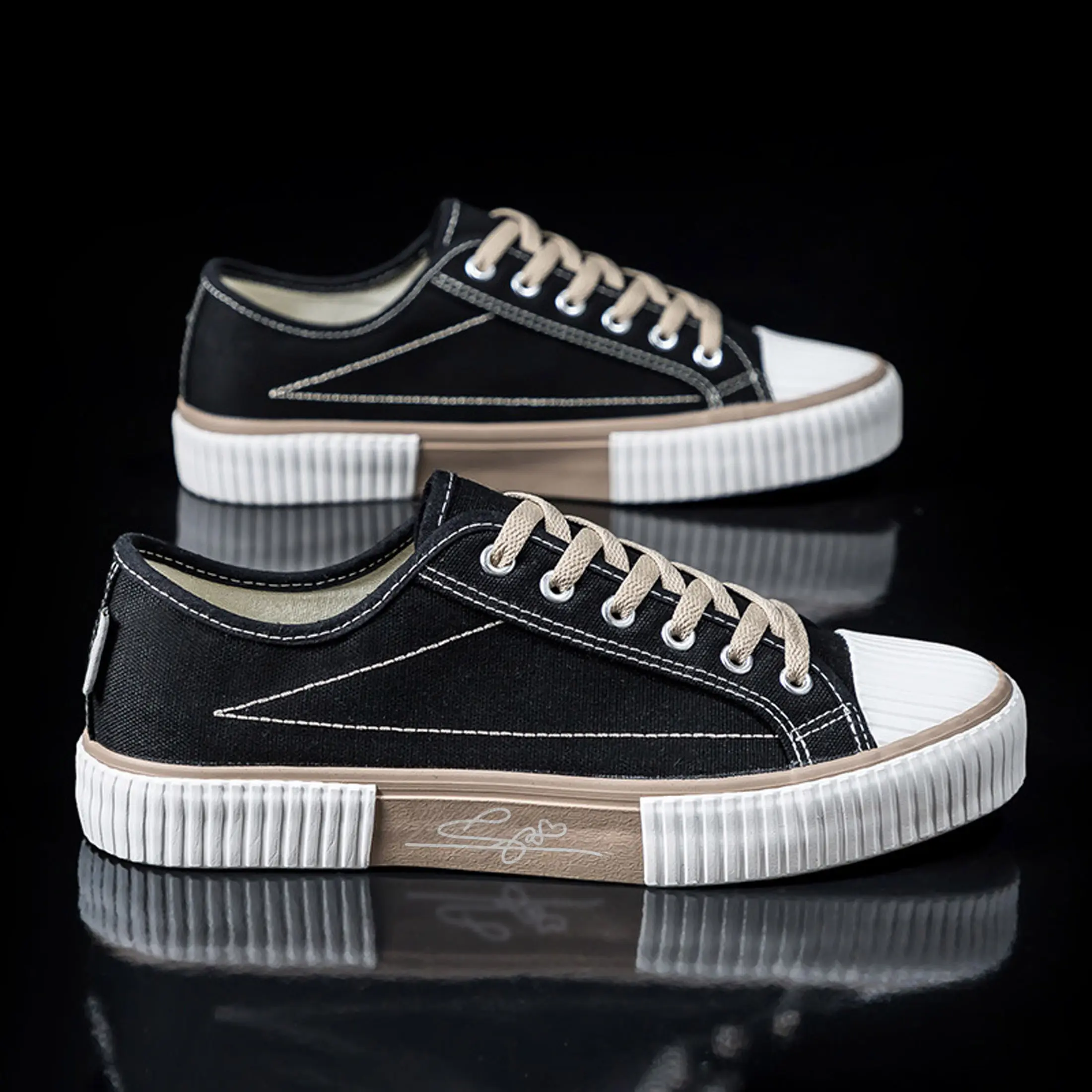 Women's Thick Soled Canvas Shoes Lace Up Soft Soled Walking Comfort Shoes Low Cut Casual Canvas Sports Shoes Springfresh