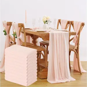 10 Feet Chiffon Light Peach 10 Packs 14x120 Inches Chiffon Table for Wedding Baby Shower Table Decoration