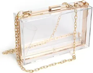Clear Purse for Women Acrylic Clear Clutch Bag,acrylic Purses Clear Clutch Purse Shoulder Handbag with Removable Chain