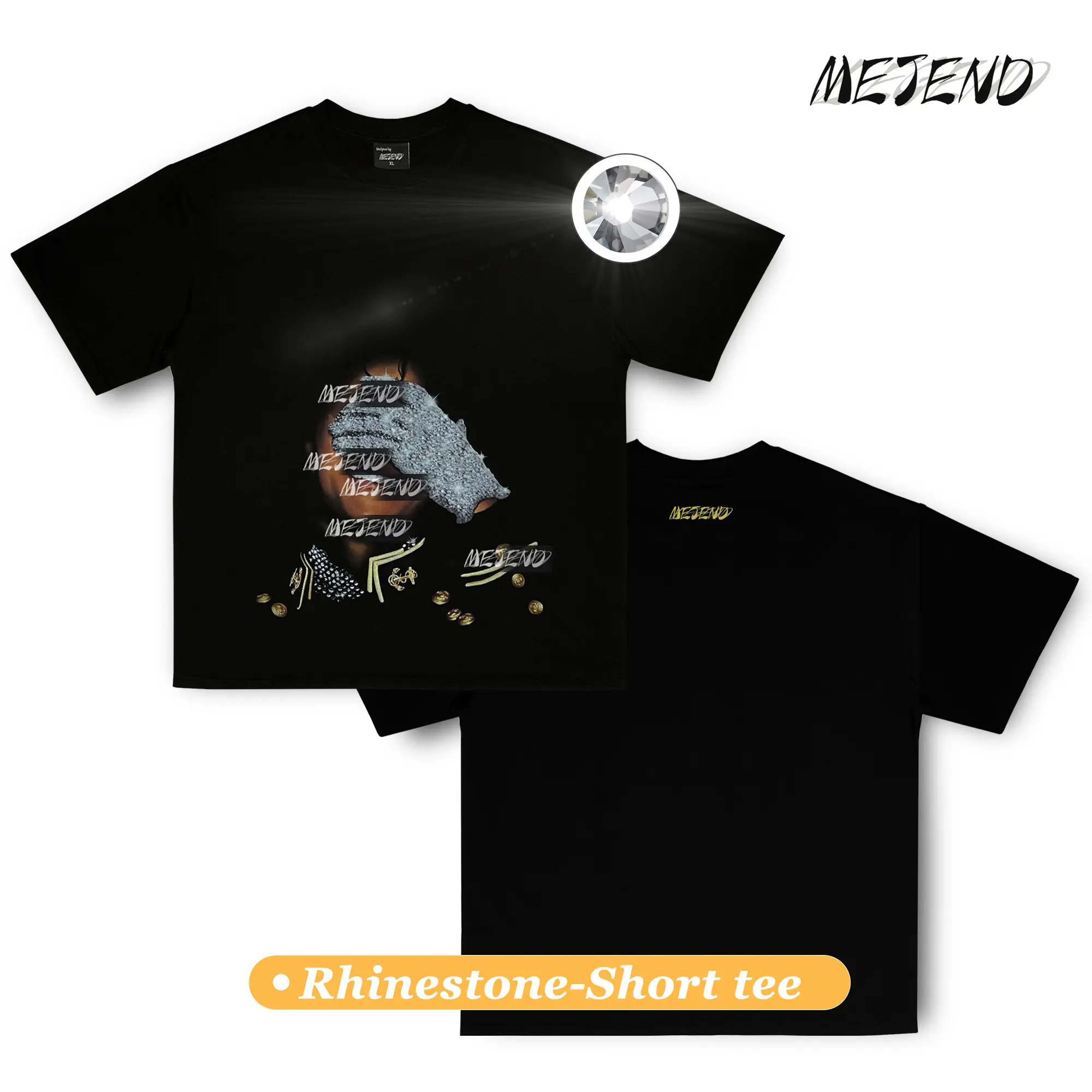 10oz 100% Cotton, t shirt with Rhinestone, Comfort Shortsleeve