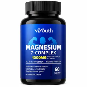 Magnesium 7 Complex Supplement with Glycinate Malate Orotate Citrate Zinc Vitamin D3 and B6 for Sleep Muscle Recovery Relaxation and Heart Support 60 Capsules