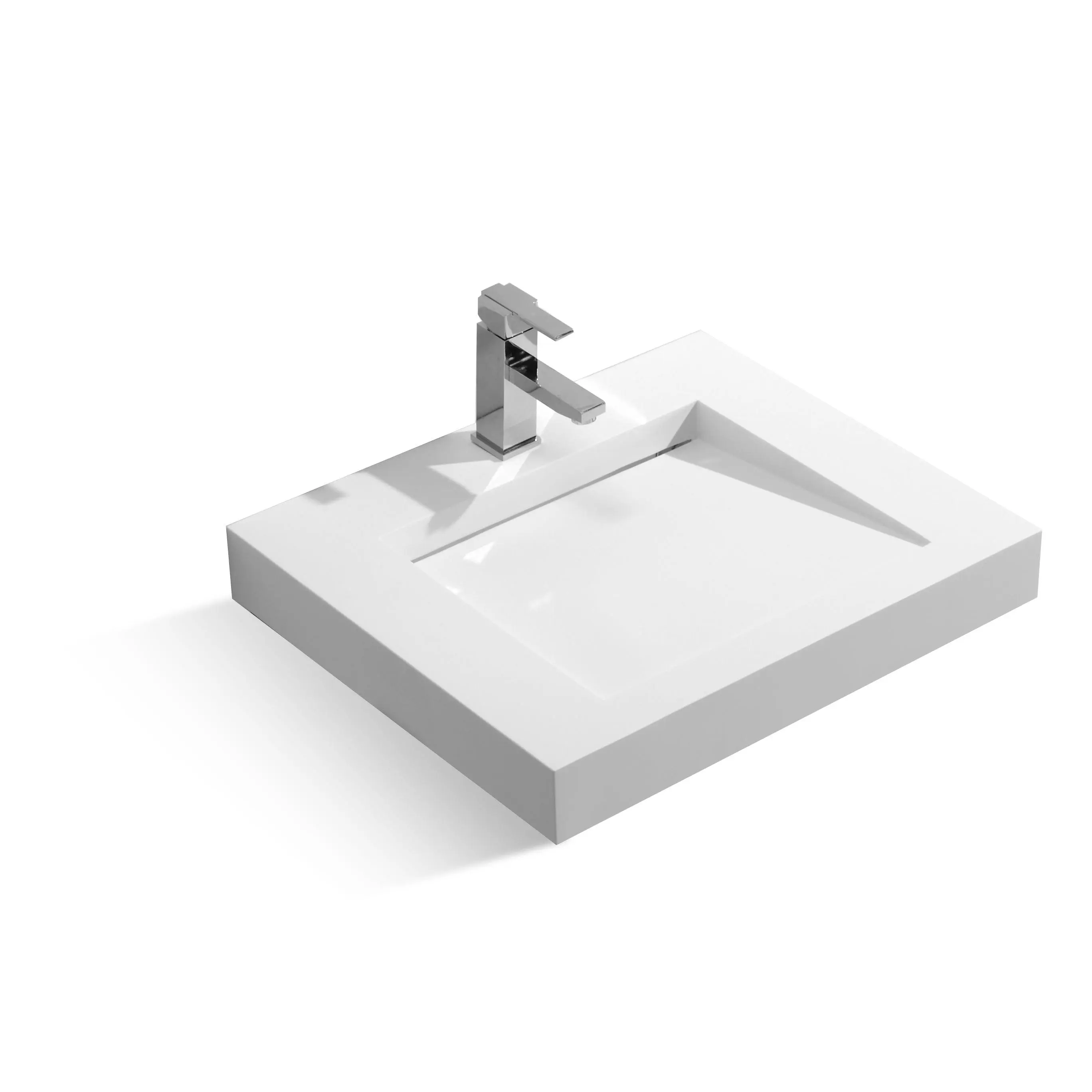 DAX Solid Surface Rectangle Single Bowl Top Mount Bathroom Sink,  23-1/4 x 19-5/16 x 3-1/8 Inches (DAX-AB-1330)