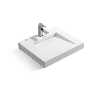 DAX Solid Surface Rectangle Single Bowl Top Mount Bathroom Sink,  23-1/4 x 19-5/16 x 3-1/8 Inches (DAX-AB-1330)