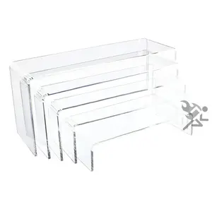 Clear Acrylic 5-Piece Long Rectangle Riser Set Display Stands