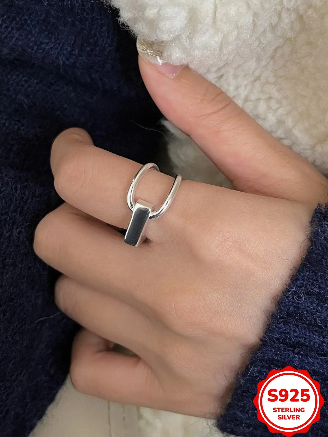 S925 Sterling Silver Simple Style Adjustable Ring, Elegant Fashion Rings, Fashion Accessories for Women & Men, Trendy All-match & Exquisite Jewelry for Birthday Gift