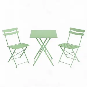 3 Piece Patio Bistro Set, Folding Outdoor Bistro Table and Chairs Set of 2, No Assembly Needed Metal Patio Furniture for Balcony, Yard, Garden, Small Space