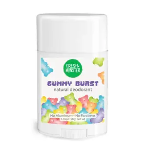 Fresh Monster Natural Deodorant for Kids & Teens I Mom's Choice Gold Award Winner | Aluminum-Free, Paraben-Free, Hypoallergenic I 24-Hour Protection I Beach Gummy Burst Scent I 1.76 oz