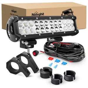 Nilight 12 Inch 72W LED Light Bars Spot Flood Combo Off-Road Light Mounting Bracket Horizontal Bar Tube Clamp With Off Road Wiring Harness, Led Work Light, Off Road Lights