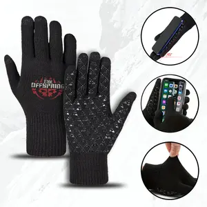 The Offspring Logo Printed Winter Warm Knit Gloves NonSlip Grip Outdoor Sports Gloves Perfect for Cold Weather Activities and Daily Wear Suitable for Men and Women Ideal Holiday Gift for Christmas New Year Thanksgiving and Winter Celebrations