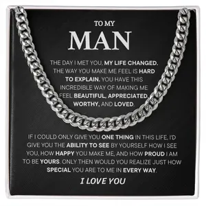 Promise Necklace For Him, Personalized Sentimental Gifts For Boyfriend, To My Man Necklaces, Birthday Valentine Anniversary Gold Men Chain