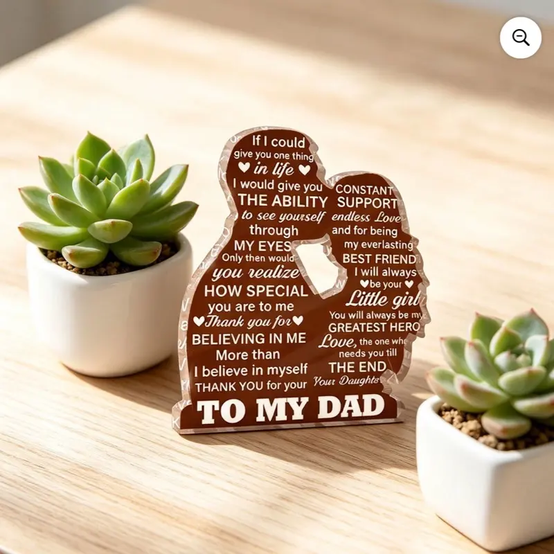 Framed Dad Plaque Sign - Decorative, Customizable Sentimental Gift from Daughter with Photo Artwork, Father’s Day Present, Home & Office Room Wall Decor (Home Supplies), Framed Plaque