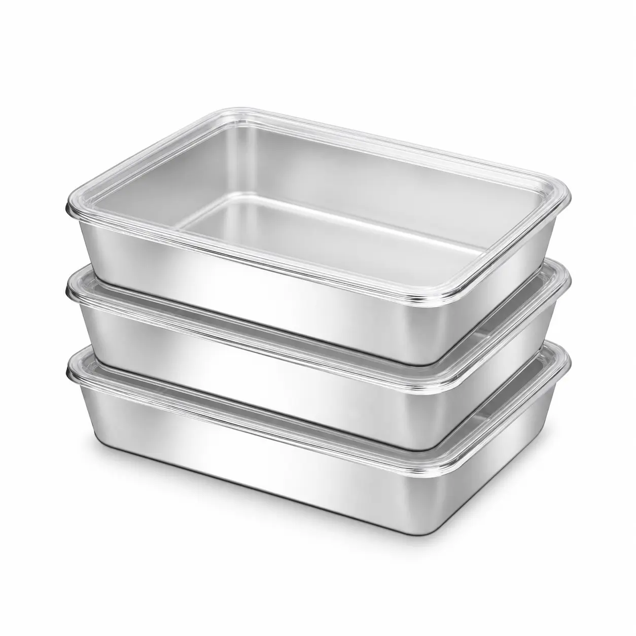 Stainless Steel Food Storage Containers with Clear Lids, Stackable Reusable Meal Prep Boxes for Lunch, Leftovers, Meat, Vegetables, Refrigerator, Freezer and Kitchen Organization
