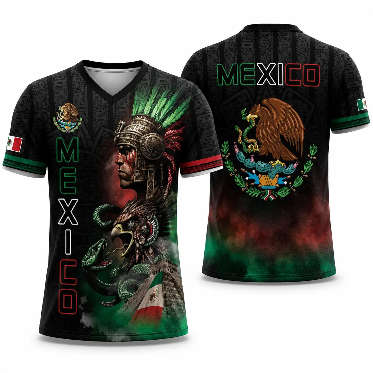 Aztec Warrior Graphic T-Shirt for Men and Women, Cultural Mexico 3D All-Over Print with Eagle and Snake, Short Sleeve Cinco de Mayo Top, Tshirt, Graphic Tees, Mexico Shirts, Guys Gifts, Aztec Warrior Print tiktokshopbacktoschool, Male, Patriotic Events, M