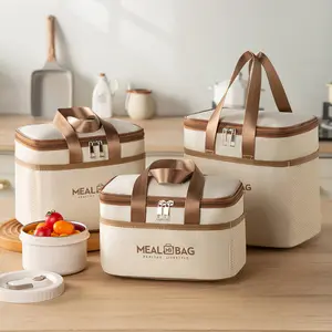 Insulated lunch bag, durable Oxford cloth and aluminum foil, suitable for outdoor picnics, camping, and office food containers, Large capacity, reusable insulated hand-held meal bag, available in multiple sizes.