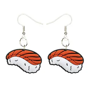 Sushi Earrings Hypoallergenic Silver Plated Fishhooks Yazzle Dazzle Squid Octopus Sashimi Sasabune Mahi Mahi Yellowfin Tuna Fish Wasabi