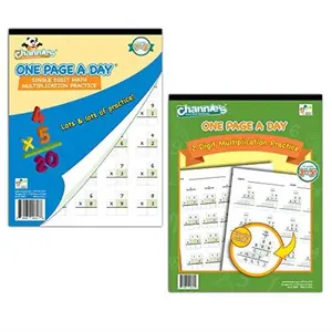 Channie's 2 Pack Multiplication Math Kit- Single Digit & Double Digit Math Workbooks