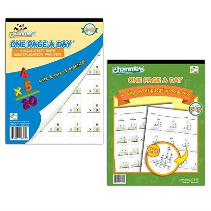 Channie's 2-Pack Multiplication Math Kit - Mad Minutes Workbooks for Young Learners, Single/Dual-Digit & Double-Digit Practice, Accurate Calculation Tool, Study Materials, Preschool Learning Materials, School Study Supplies, Teaching Supplies