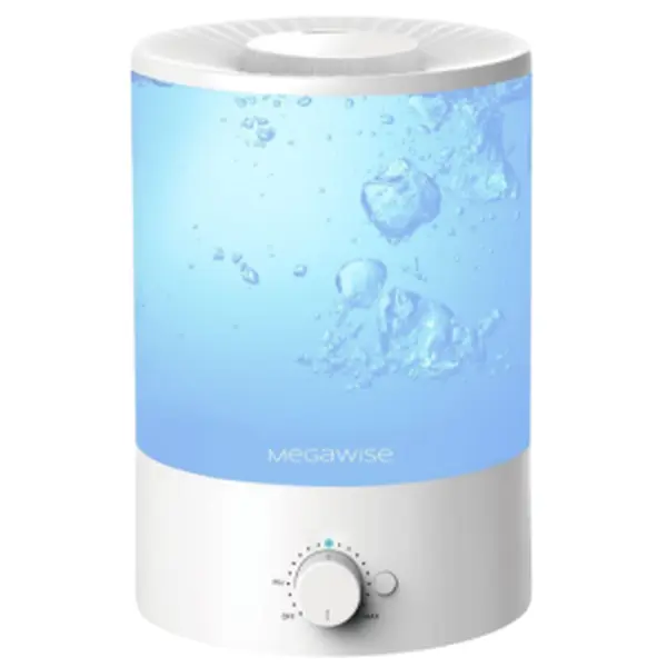 MegaWise Healthy Top-Refill Cool Mist Humidifiers for Bedroom, 24dB Ultrasonic Air Vaporizer with Water Filter for Baby [PP Material], Colorful Night Light,1 Gal Essential Oil Diffuser, Auto Shut Off