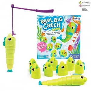 Fishing Battle Table Game for Kids & Adults, Compare Longness Stretchy Fish, Parent-Child Interactive Educational Party Game, Family Fun Game, Tabletop Games