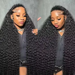 Malaysian Long Curly Human Hair Wigs 36 Inch 13X4 13x6 HD Lace Frontal Human Hair Wigs 200 Density Water Curly Wave Lace Front Wigs