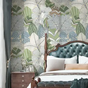 Tropical Jungle Retro Animal Self-Adhesive Wallpaper, Hand-Drawn Leopard Print, Easy Install, Removable, Home Decor for Kitchen, Bedroom, Living Room