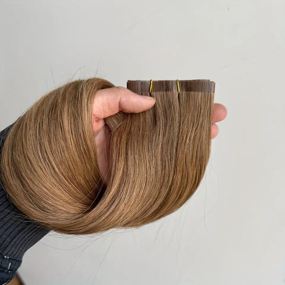 Long PU Weft Human Hair Bundles 12-28 Inch, No Glue Required, 80cm PU Weft 50g, Natural Real Human Hair Extensions, Salon Grade Quality