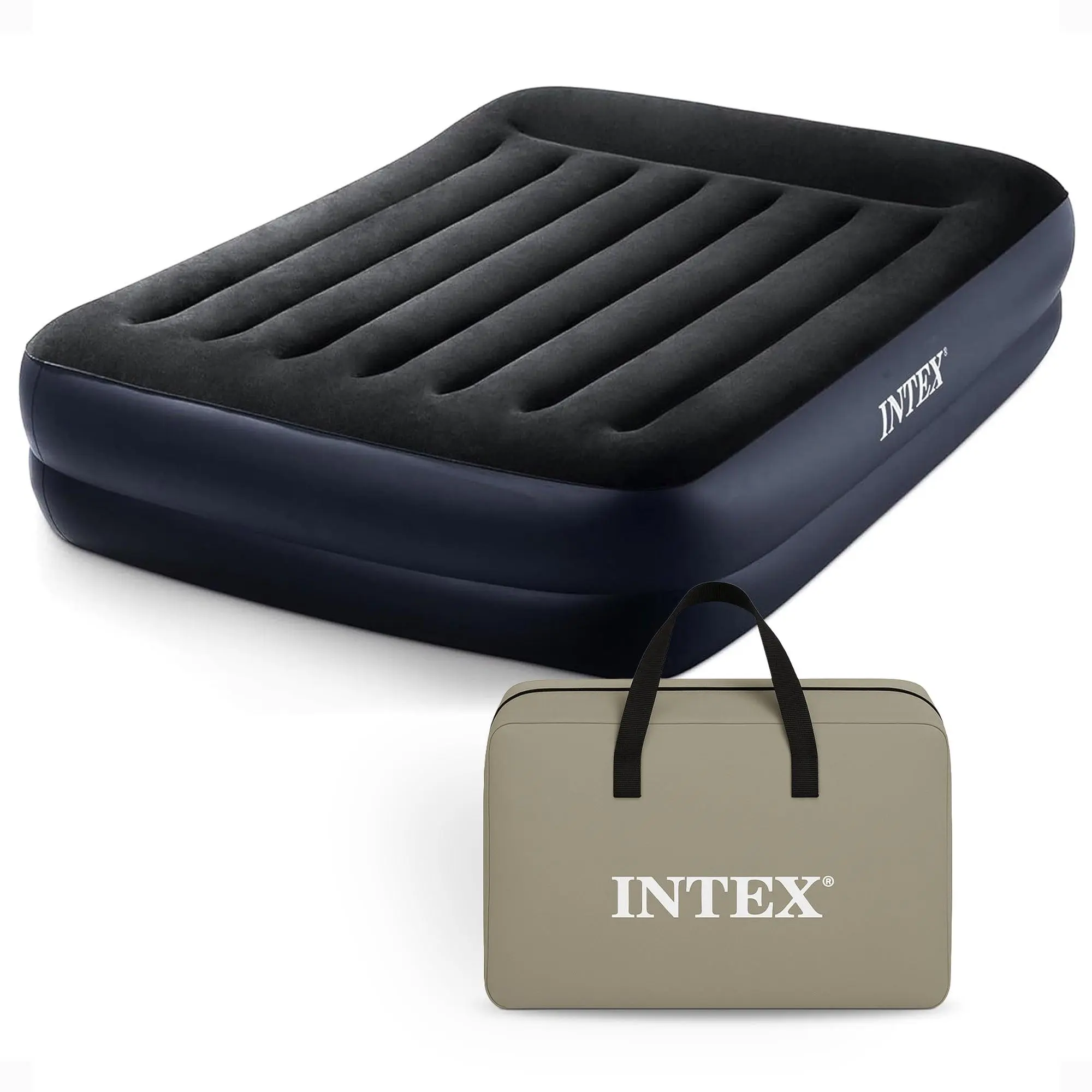 Intex 64123ED Air Mattress, Dura Beam Plus Pillow Rest w/ Built in Pump, Queen Intex 64123ED Air Mattress, Dura Beam Plus Pillow Rest w/ Built in Pump, Queen