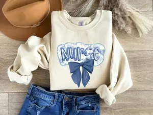 Nurse Coquette Bow Shirt, Nurse Shirt, Nursing School Tee, Nurse T-Shirt, Gift For Nurse, Blue Coquette Nurse Shirt, Nurse Life Shirt