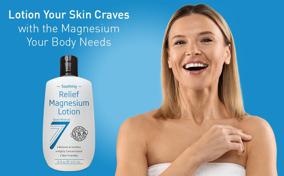 Seven Minerals Magnesium Lotion for Soothing Relief, Comfort & Relaxation - Lotion with Skin Care Ingredients for Skin Repair - Body Care Cosmetic