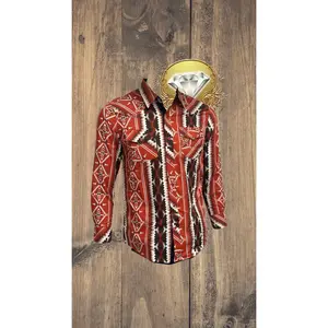 Camisa Vaquera Estampa Western Roja