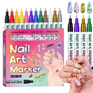 Nail Art Drawing Pen, Perfect for Beginners & DIY Enthusiasts, Ideal Party Makeup Tool, Fine Tip Creates Detailed Designs, Nail Art Markers