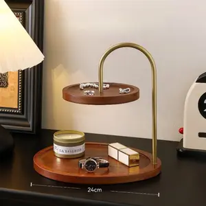 Double-Layer Wooden Storage Rack, Room Jewelry Display Stand, Entryway Console Table Key Holder, Small Organizer Shelf, Cosmetic Display Stand