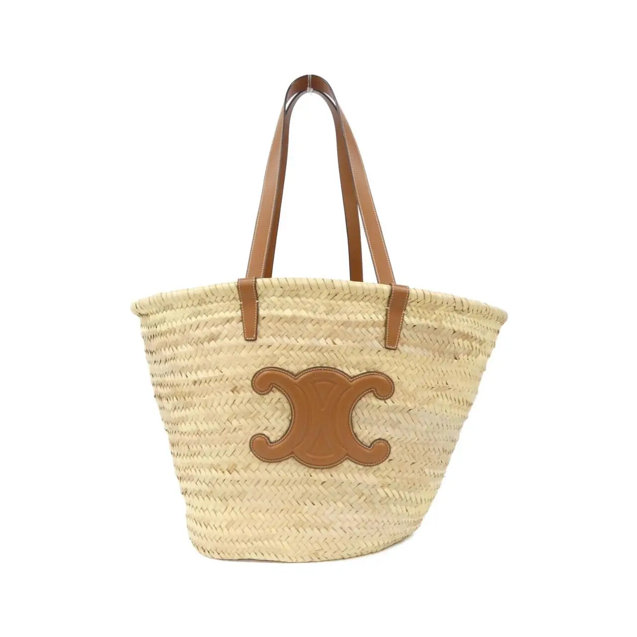 Pre-owned Celine Others Shoulder Bags Medium Triomphe Raffia Calf Shoulder Bag