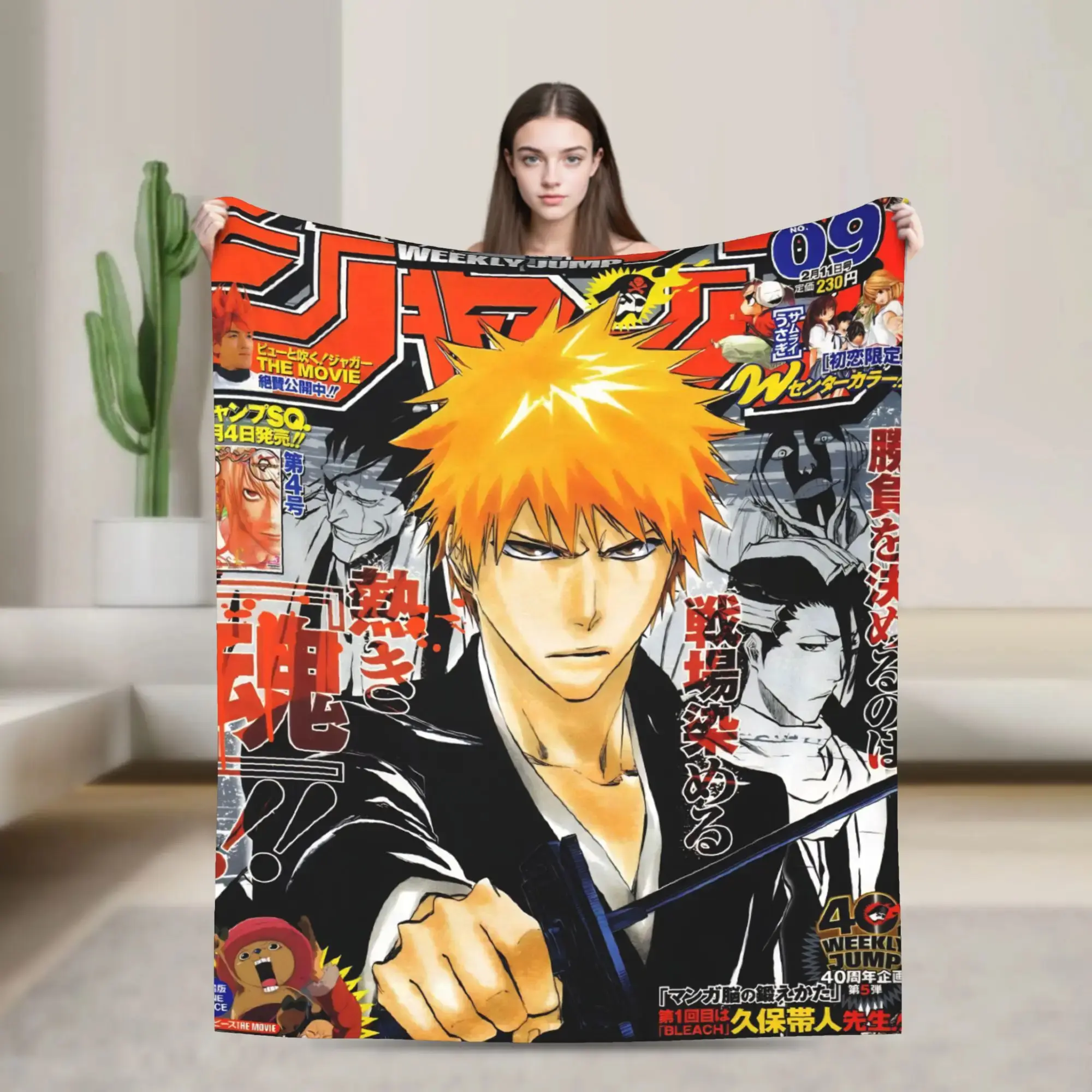 BLEACH Anime Ichigo Blanket Quality Warm Soft Throw Blanket Winter Picnic Couch Chair Sofa Bed Novelty Bedspread