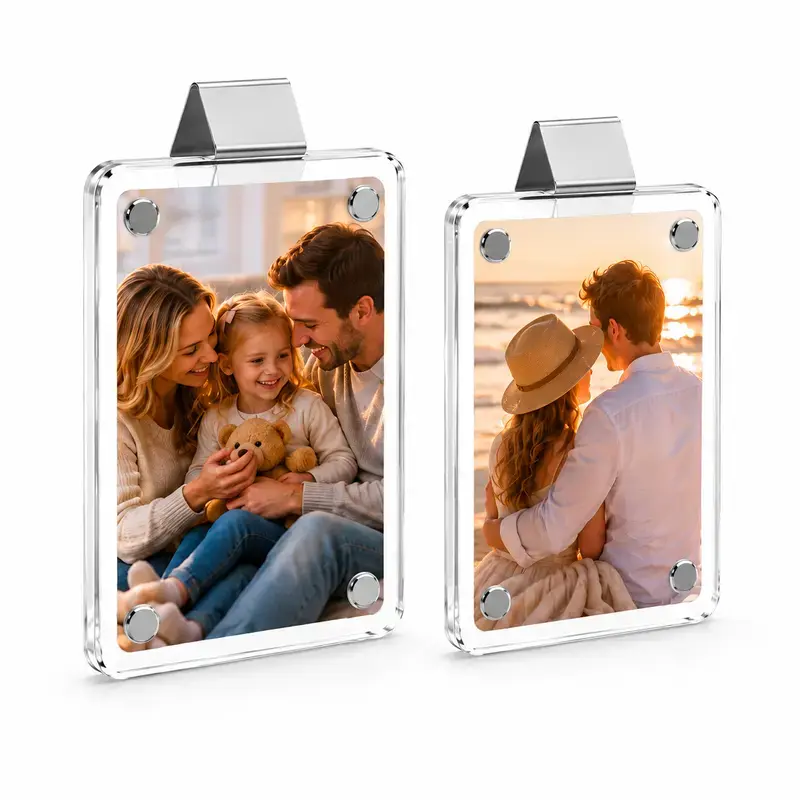 2/4 Pieces Car Sunshade Photo Frame Clip - Acrylic Snap Clip Universal for Cars | Car Decoration & Ideal Gift for Couples, Family & Pet Memorabilia