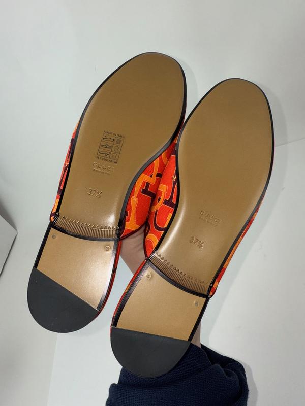 Gucci Princetown Horsebit Print Loafer Mules Slide Shoes Size 7.5