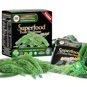 LONGEVITY Dehydrated Sea Grapes, 1.4 oz of (Pack of 2), Umibudo Green Caviar, Lato Seaweed | Enhance Health, Boosting Immune System, Valued Natural Gift From Sea (Original, 40g)