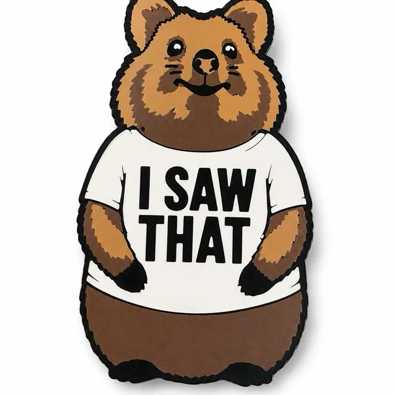 “I SAW THAT” Quokka Magnet – Funny Animal Fridge Magnet – Cute Australian Quokka Decor – Retro Style Magnet – Gift for Animal Lovers