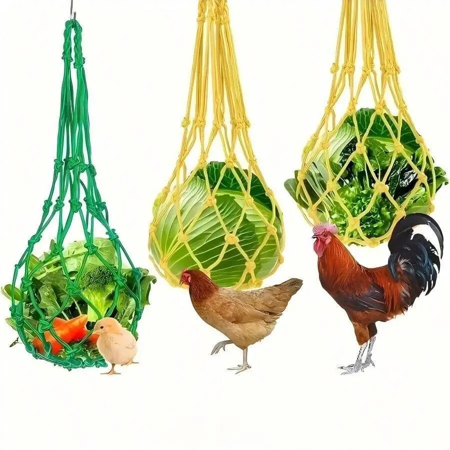 Random Color Chicken Feeding Bag, 1/2/3/5 Counts Nylon Hanging Chicken Feeder, Pet Feeding Tool for Chicken, Goose, Duck, Sheep, Cattle, Horse