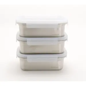 LocknLock Set of 3 Rectangle Stainless Steel Storage Set