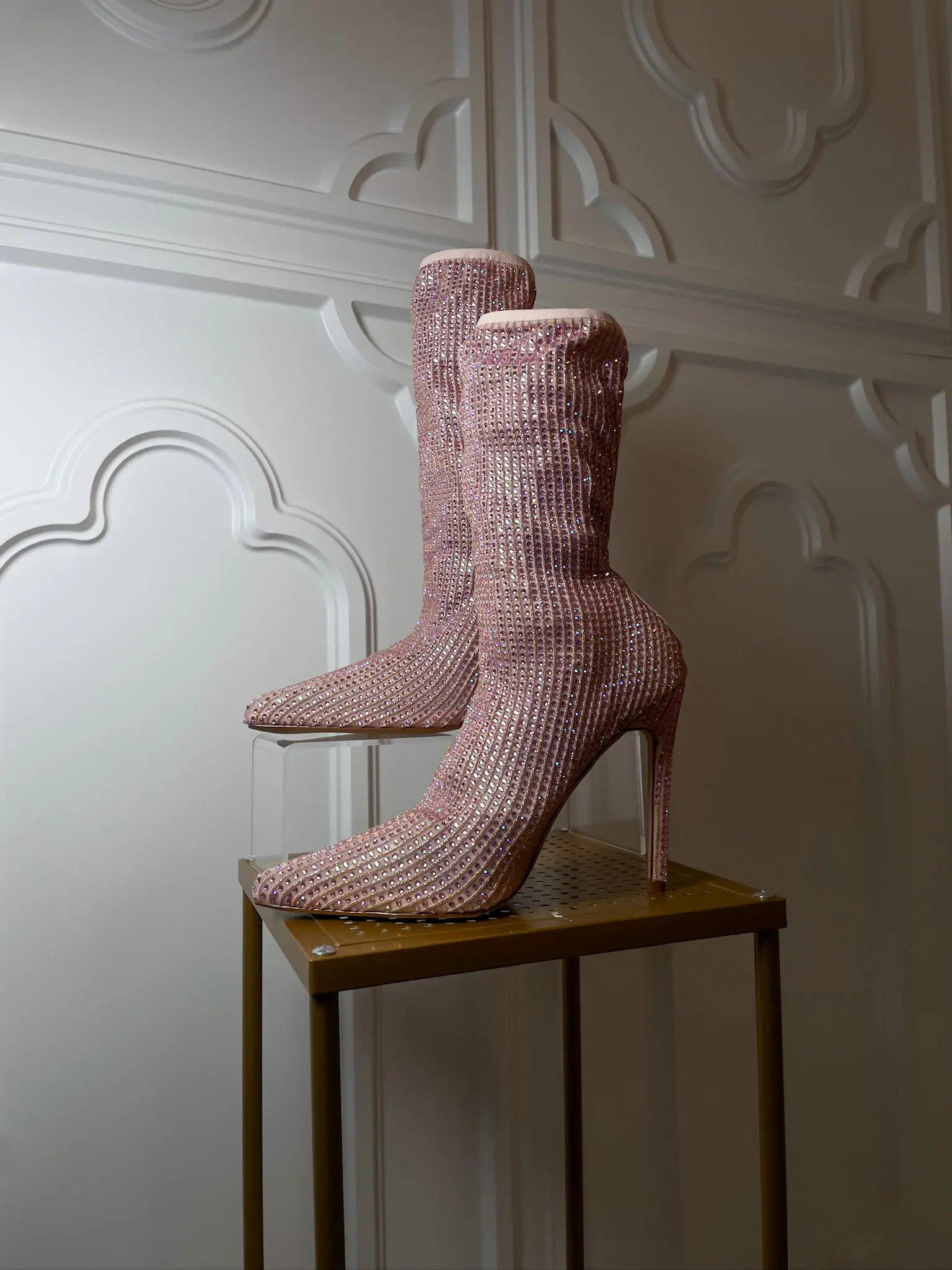 Azalea Wang Behida Rhinestone Booties (Pink)
