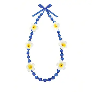 59.84-Inch Hawaiian Graduation Necklace Tropical Acrylic With Plumeria Tassel & Chinese Knot Adjustable Boho Style For Graduation Parties