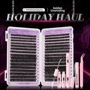 Russian Style False Eyelashes, Pointed Individual Lashes, 3D Fluffy Curled Clusters, Reusable Lightweight Soft, Natural Look